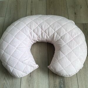 Pottery Barn blush pink linen quilted Boppy Cover & Pillow
